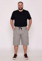 Bermuda Masculina Plus Size Sarja Cinza Claro com Elástico
