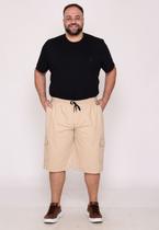 Bermuda Masculina Plus Size Sarja Creme com Elástico