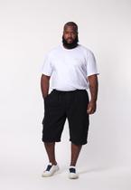 Bermuda Masculina Plus Size Sarja Preto com Elástico