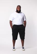 Bermuda Masculina Plus Size Sarja Preto com Elástico