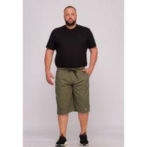 Bermuda Masculina Plus Size Sarja Verde Elástico