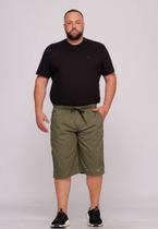 Bermuda Masculina Plus Size Sarja Verde Elástico