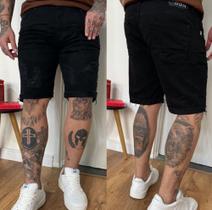 Bermuda masculina preta destroyed jeans premium dgn Bermuda masculina preta destroyed jeans premium dgn