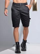 Bermuda Masculina Preta Streetwear Pit Bull Jeans 84628