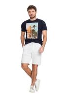 Bermuda Masculina Sarja Branco Bolsos Laterais e Traseiro