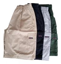 Bermuda Masculina Sarja Brim Elástico Coloridas Kit C/4