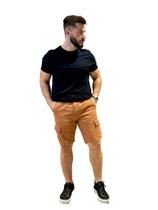 Bermuda Masculina Sarja Slim Cargo - Camelo Bermuda Masculina Sarja Slim Cargo - Camelo