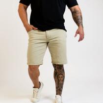 Bermuda Masculina Sarja Sport Fino Bolso Embutido Com Lycra