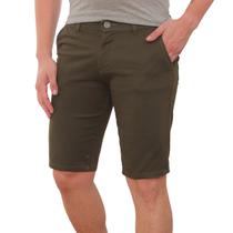 Bermuda Masculina Sarja Verde Militar Comfort Casual - Estilo Renovado