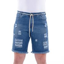 Bermuda Masculina Shorts Jeans Rasgada Casual, Elegante