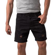 Bermuda Masculina Slim Destroyed Preto Sarja Zune Bermuda Masculina Slim Destroyed Preto Sarja Zune