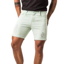 Bermuda Masculina Slim Destroyed Verde Sarja Zune Bermuda Masculina Slim Destroyed Verde Sarja Zune
