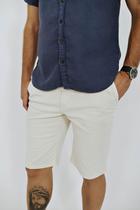 Bermuda Masculina Slim Fit Sarja Color Areia - Raffer Bermuda Masculina Slim Fit Sarja Color Areia - Raffer