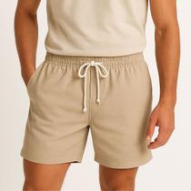 Bermuda Masculina Slim Linho Mauricinho Leve Confortável bege