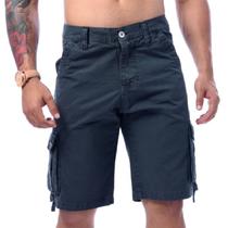 Bermuda Masculino Cargo Cinza Escuro Lisa Premium Super Reforçadas
