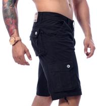 Bermuda Masculino Cargo Preta Lisa Premium Super Barata - Icari Bermuda Masculino Cargo Preta Lisa Premium Super Barata - Icari