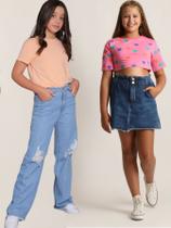 bermuda menina saia e calça wide leg