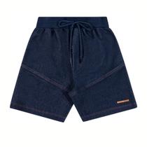 Bermuda Menino Angerô Moletinho Denim Jeans Azul Marinho