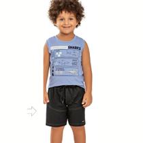 Bermuda Menino Angerô Moletinho Denim Jeans Preto