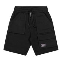 Bermuda Menino BGR em Moletom Piquê com bolsos cor Preta