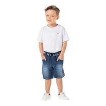 Bermuda Menino Mania Kids em Malha Demin e Ribana