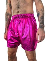 Bermuda Metalizada Rosa Feminina com Cós Ajustável Bermuda Metalizada Rosa Feminina com Cós Ajustável
