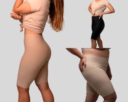 Bermuda Modeladora Yohn Cintura Alta Cós Duplo Disfarça Barriga Celulite Sem Costura P ao EGG Plus Size Ideal Para Vestidos Saias Festas e Uso Diário