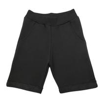 Bermuda Moletinho Short Bebe Infantil Básica 1 a 3 Anos Algodão Menino Moletom Preto Dia a Dia Com Bolso Confortavel Baby Deluxe