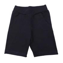Bermuda Moletinho Short Bebe Infantil Básica Escolar 1 a 3 Anos Algodão Azul Marinho Menino Moletom Dia a Dia Com Bolso Confortavel Macio Baby Deluxe