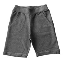Bermuda Moletinho Short Bebe Infantil Básica Escolar 1 a 3 Anos Algodão Grafite Menino Moletom Dia a Dia Com Bolso Baby Deluxe