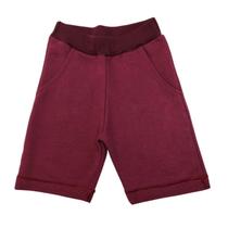 Bermuda Moletinho Short Bebe Infantil Básica Escolar 1 a 3 Anos Algodão Vinho/Bordo Menino Moletom Dia a Dia Com Bolso Confortavel Baby Deluxe