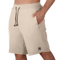Bermuda Moletinho Short Calçao Masculino Estampa New York Cordão Ajustavel Com Bolsos Academia