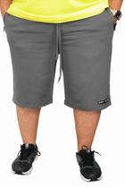 Bermuda Moletom Básica com Bolso e Zíper Plus Size HF