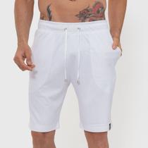 Bermuda Moletom C/ Bolso Chapado Branco