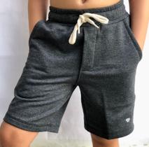Bermuda Moletom Infantil Flanelado Paletty Kids com Braguilha e Bolso Traseiro - Preto Mescla