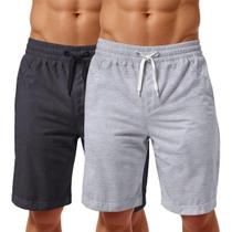 Bermuda Moletom Masculina Bolsos Lisa Cordão Ajustável Kit 2