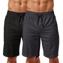 Bermuda Moletom Masculina Bolsos Lisa Cordão Ajustável Kit 2