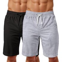 Bermuda Moletom Masculina Bolsos Lisa Cordão Ajustável Kit 2