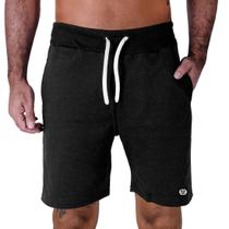 Bermuda Moletom Masculina Com Bolsos Laterais Cós Alto Cordão Branco