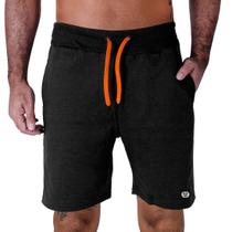 Bermuda Moletom Masculina Com Bolsos Laterais Cós Alto Cordão Laranja