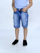 Bermuda Navalhada de Menino Jeans Claro Roupa de Menino Confortável - Brink Link