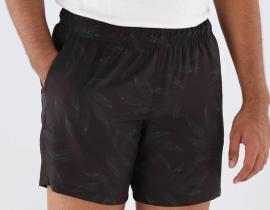 Bermuda Ogochi Boxer Tactel Preto Estampa Folhas: