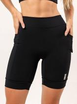 Bermuda Pace Barrada Preta para Corrida - Rosa Imperial