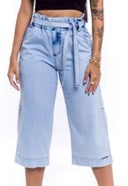 Bermuda Pantacourt Jeans Sem Elastano Com Elástico Bermuda Pantacourt Jeans Sem Elastano Com Elástico