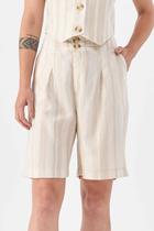 Bermuda PKS Alfaiataria Linho Natural Listrado