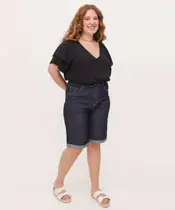 Bermuda Plus Size Feminina Jeans Ciclista Barra Desfia-69041