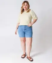 Bermuda Plus Size Feminina Jeans Sawary Azul-75026 Bermuda Plus Size Feminina Jeans Sawary Azul-75026