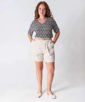 Bermuda Plus Size Feminina Sarja Bolsos Bege-18040