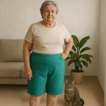 Bermuda Plus Size Gorgurão Feminina Senhora Básica Lisa Bermuda Plus Size Gorgurão Feminina Senhora Básica Lisa