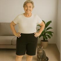 Bermuda Plus Size Gorgurão Feminina Senhora Básica Lisa Bermuda Plus Size Gorgurão Feminina Senhora Básica Lisa